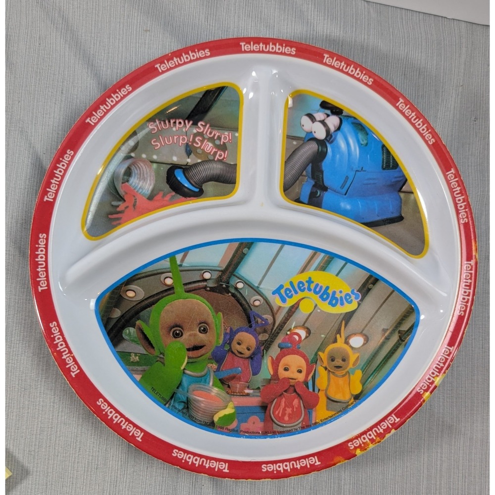 Vintage 1998 Teletubbies Zak Designs Melamine Divided Plate Noo-Noo 8.25 Inch